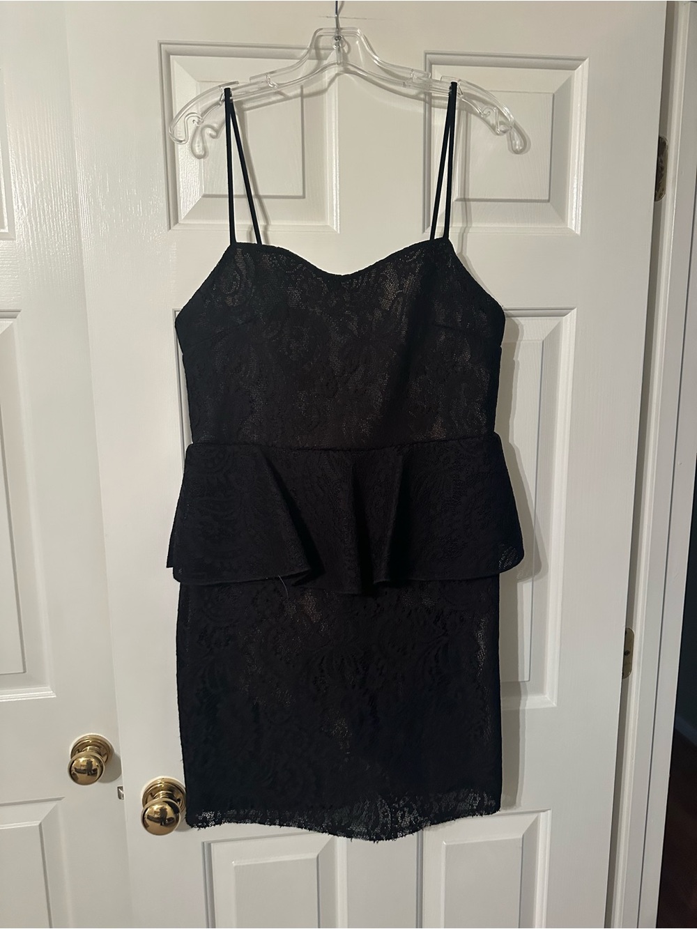Charlotte Russe Black Lace Peplum Spaghetti Strap Mini Dress